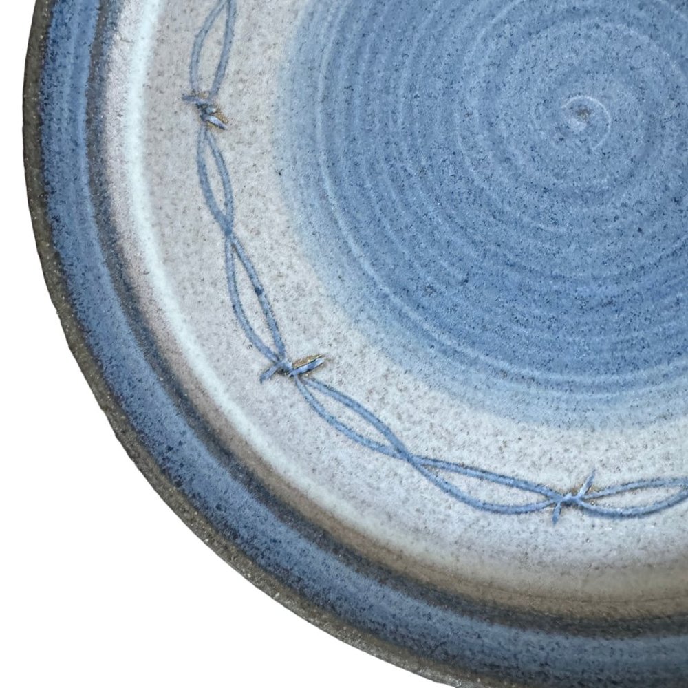 Hand Crafted Stoneware Plate Studio Art Hand Thrown Western Rustic Signed - Picture 3 of 11